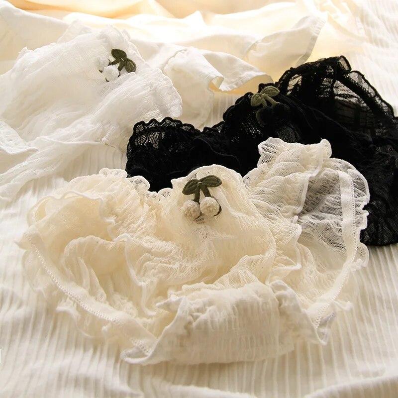 Damtrosor Söta Flickors Ullbollstrosor Mellanhög Midja Sömlösa Underbyxor Sexiga Spetstrosor Kvinnliga Underkläder