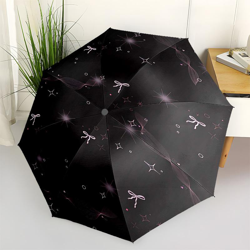 1pc Girly Pink Stars Bows Hearts Umbrella with Plastic Handle,Vibrant Cartoon Pattern,Multi-functional UmbrellaPT232