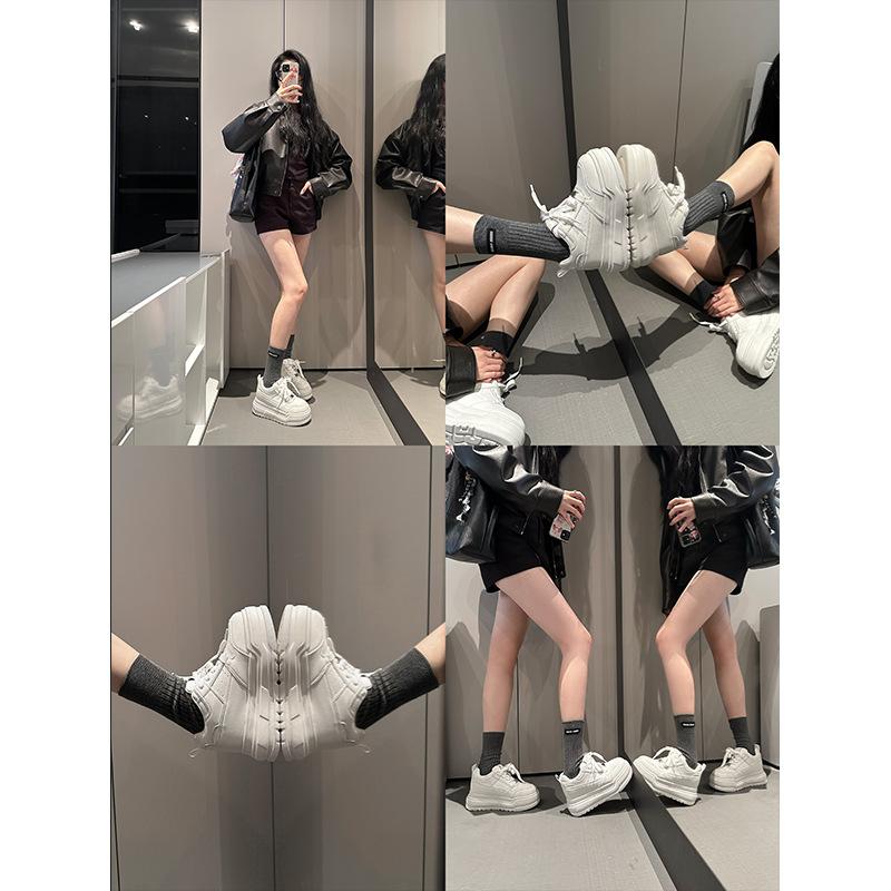 Sheepskin version~ Invisible inner height increase of 9cm, thick-soled versatile little white shoes for women's 2025 spring new casual board shoes