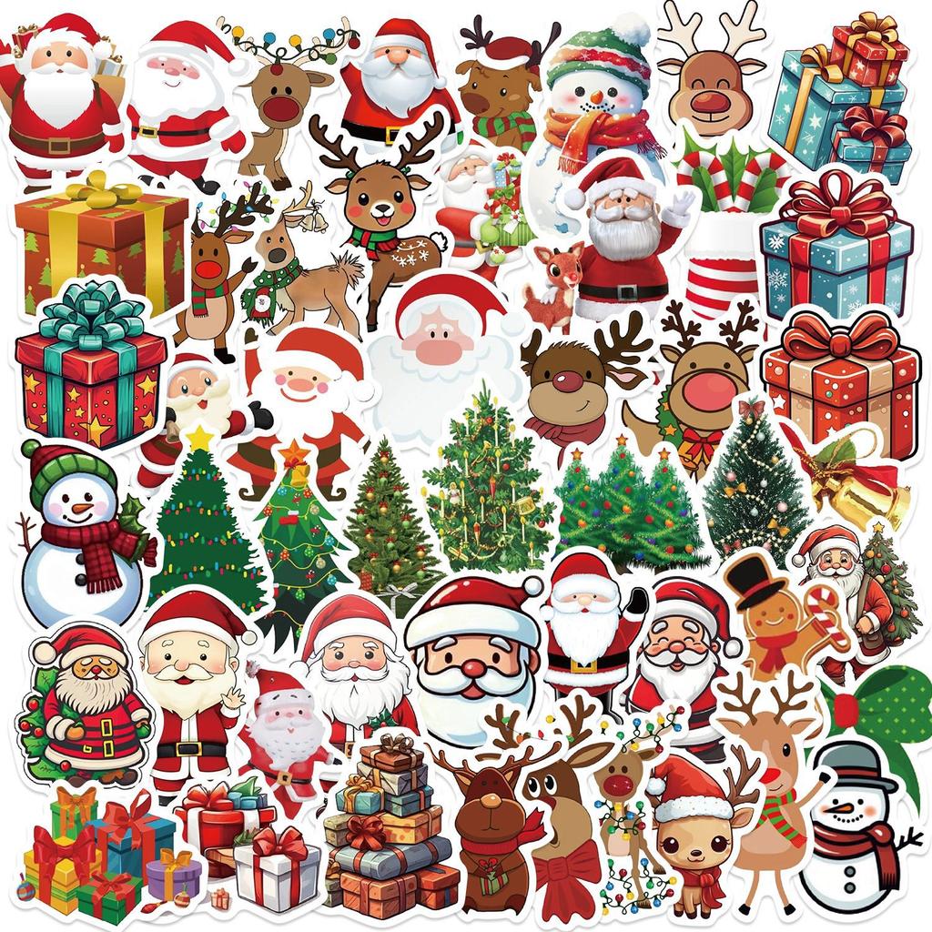 50 New Christmas Doodle Stickers Party Decoration Guitar Notebook Suitcase DIY Waterproof