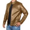 Trade Mens Retro Style Stand-up Collar Leather Jacket Slim Fit Multi-pocket Casual Outerwear