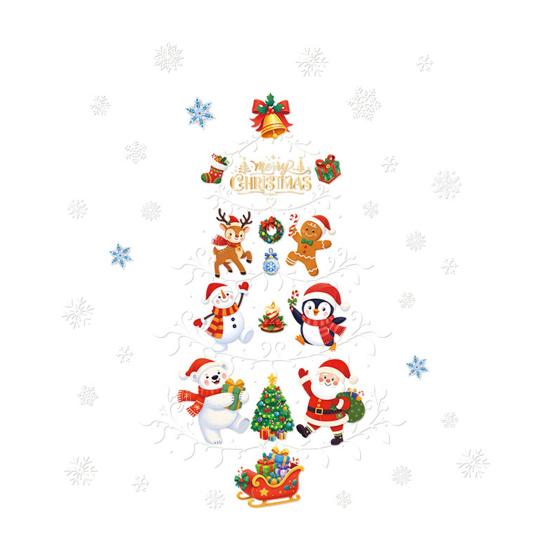 Reusable Snowflake Stickers Christmas Window Clings, Double Sided PVC Static Glass Stickers, Snowman Elk No Glue Decoration Santa Claus Xmas