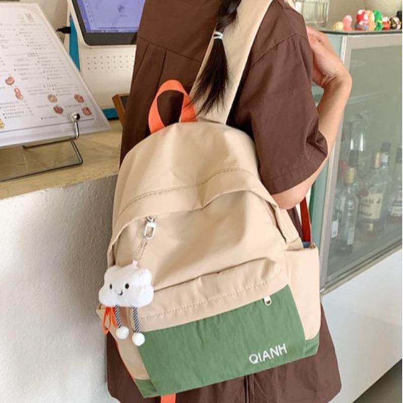 Girls schoolbag versatile backpack leisure girl campus junior high school contrasting color travel lightweight backpack