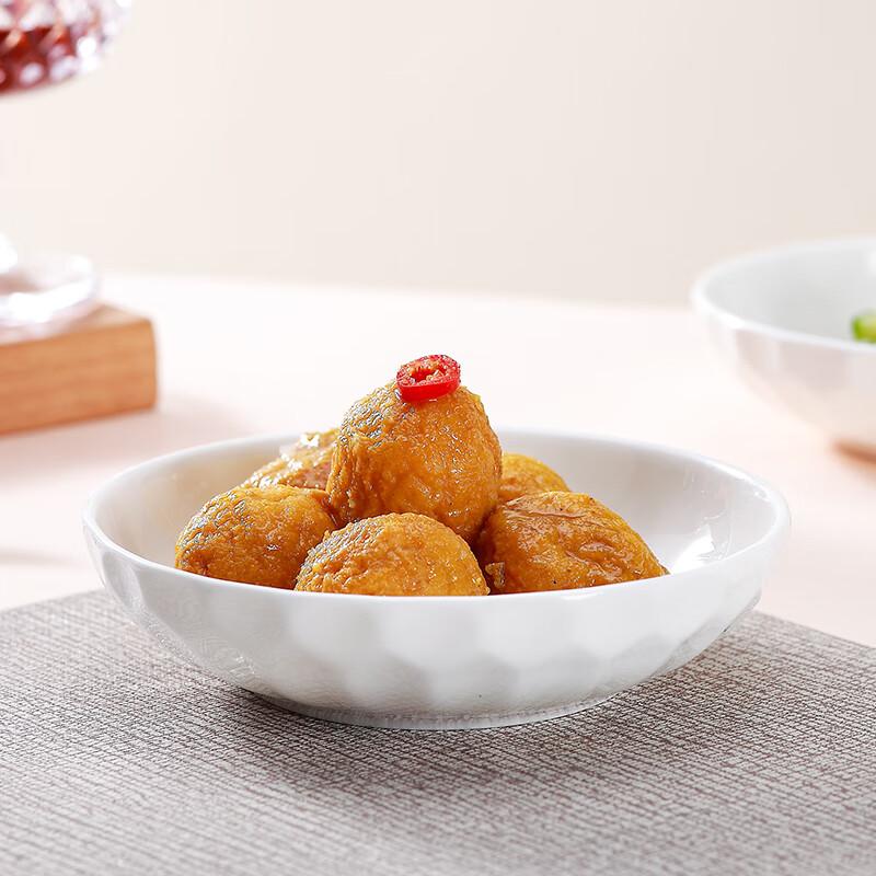 Sky Top Ceramic Seasoning And Snack Plates, Embossed Bone China Pure White Household Set of 4, 4.75 Inches, Crystal Series
