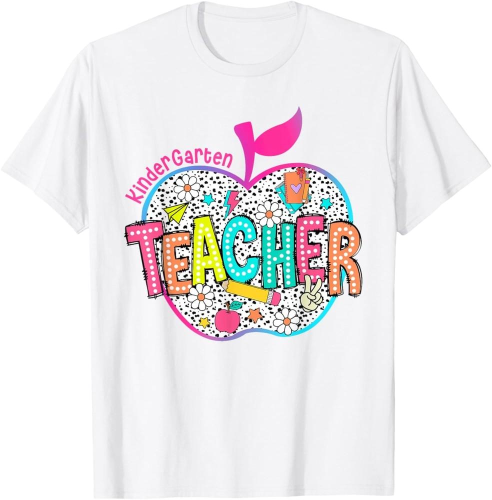 Kindergarten Teacher Back To School Apple Dalmatian Dots T-Shirt Unisex T-Shirt L