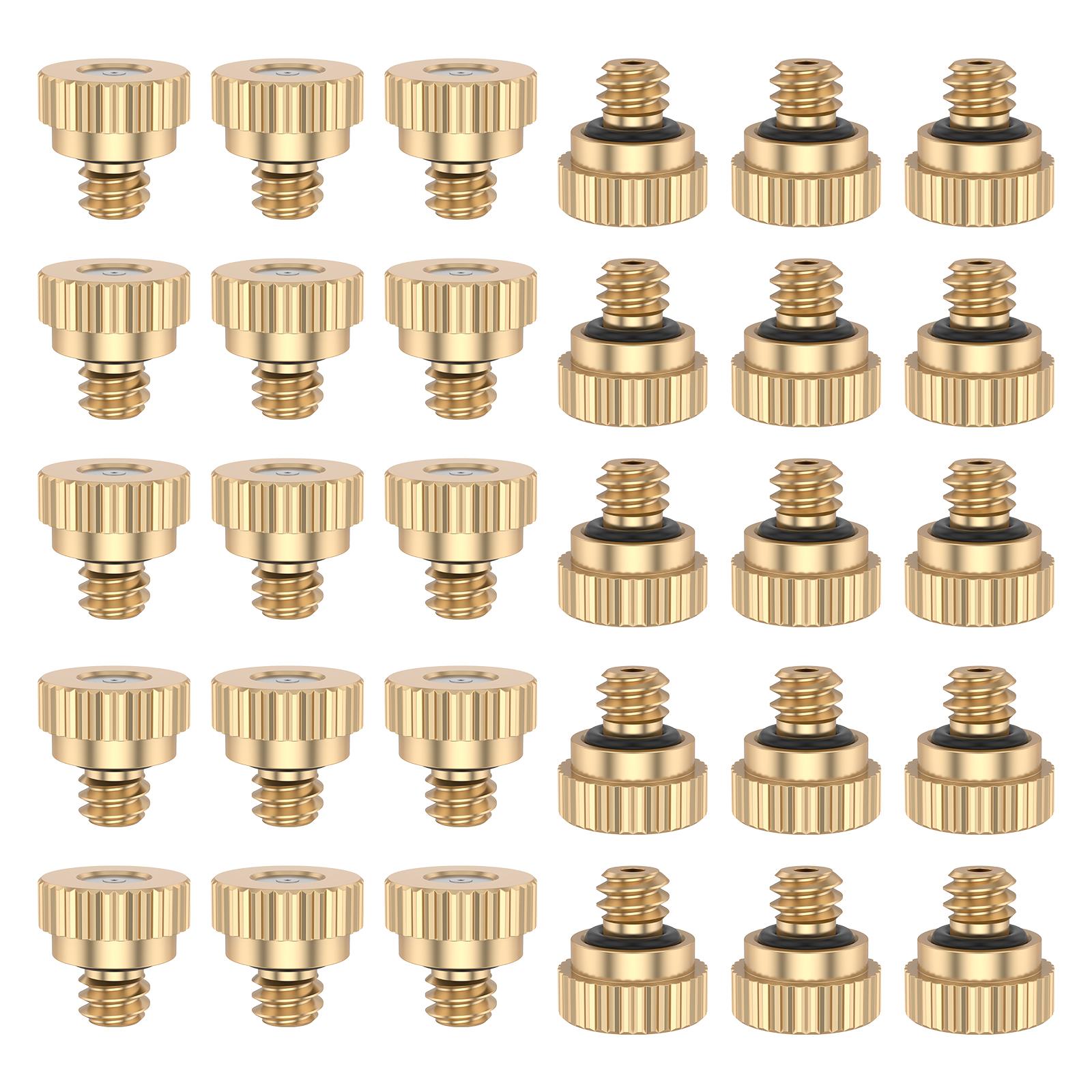 

30Pcs Brass Misting Nozzles with O Rings Leak Proof Brass Atomization Nozzles Dust Control Mist Sprinkler for Outdoor Cooling