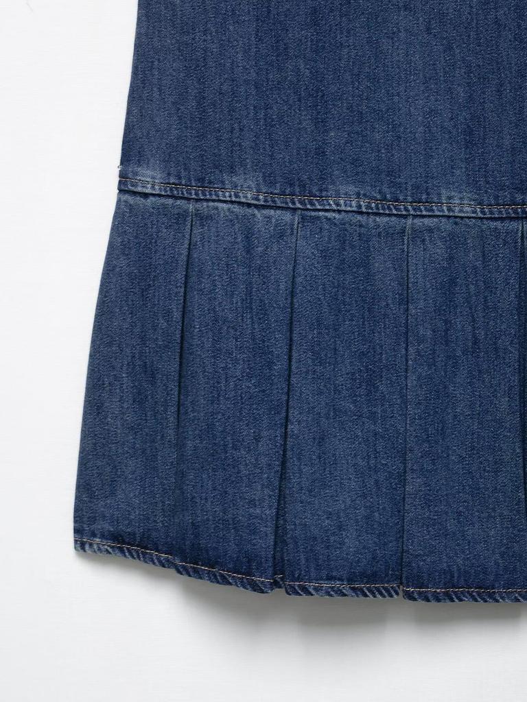 2025 Spring Fashion: European & American Style Women's Pleated Denim Dress
