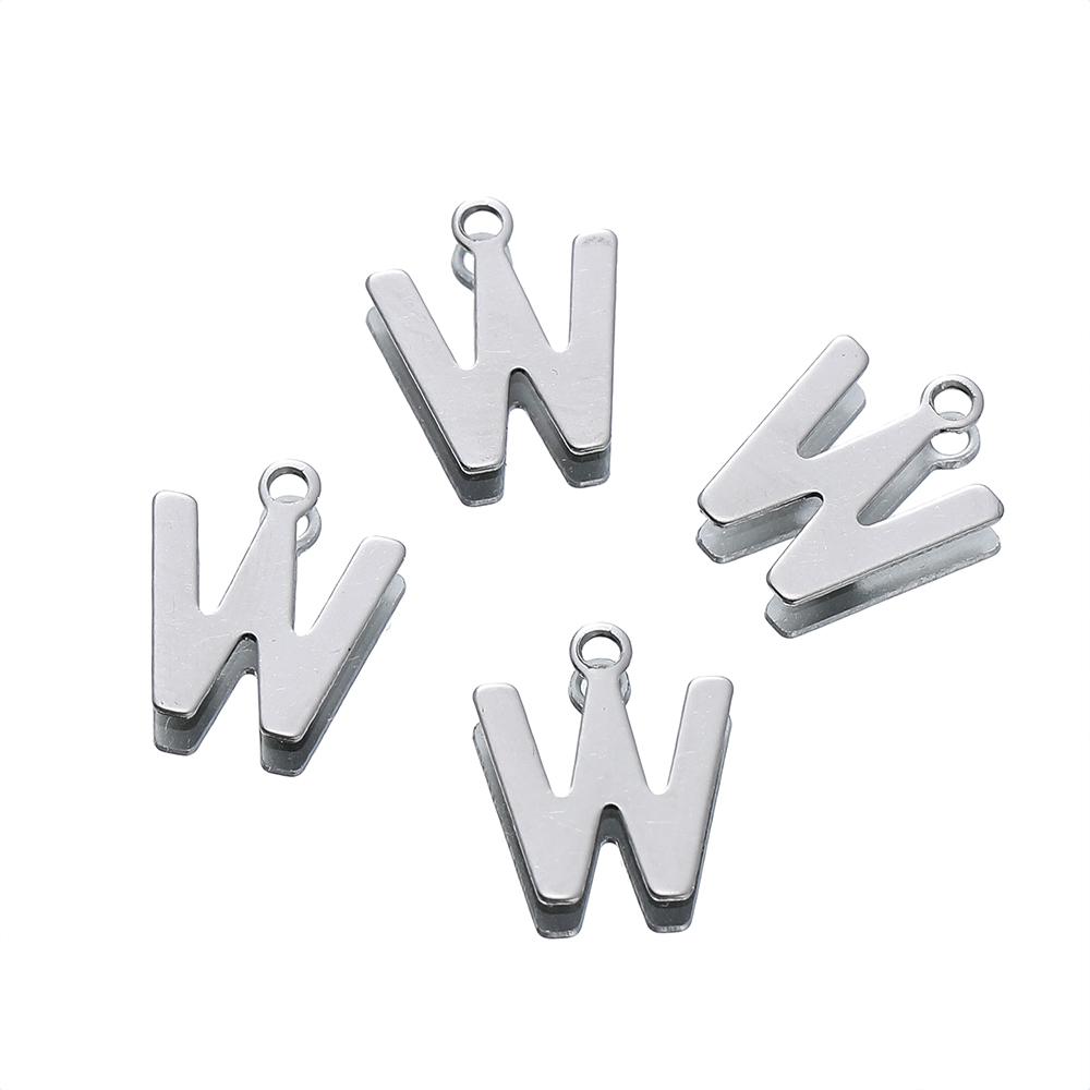 50 Stück Edelstahl 12mm Englische Buchstaben A-Z Anhänger für DIY Halsketten Schmuckherstellung Zubehör