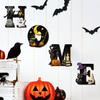 Holiday Home Accents Halloween HOME Letter Wall Hanging Ornament, Wooden Festive Decor with Ghost Skull Party Supplies Pumpkin Black Cat Bat Elements