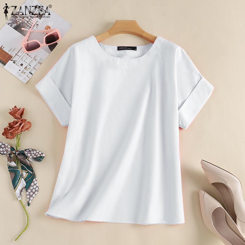 

ZANZEA Женская повседневная футболка с коротким рукавом с коротким рукавом