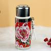 Water Bottle111 Stainless Steel Thermos Cup High Value Rose Peony Tea Water Cup with Lifting Rope Portable Large Capacity Cup