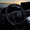Car Steering Wheel Cover D-Shaped Handlebar Cover Summer Breathable Non-Slip Sweat-Absorbent Linen All-Season Universal Cartoon Cute for Women