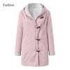 Winter Women's Coat Medium Long Hooded Casual Button Cardigan Warm Solid Color Simple Original Style