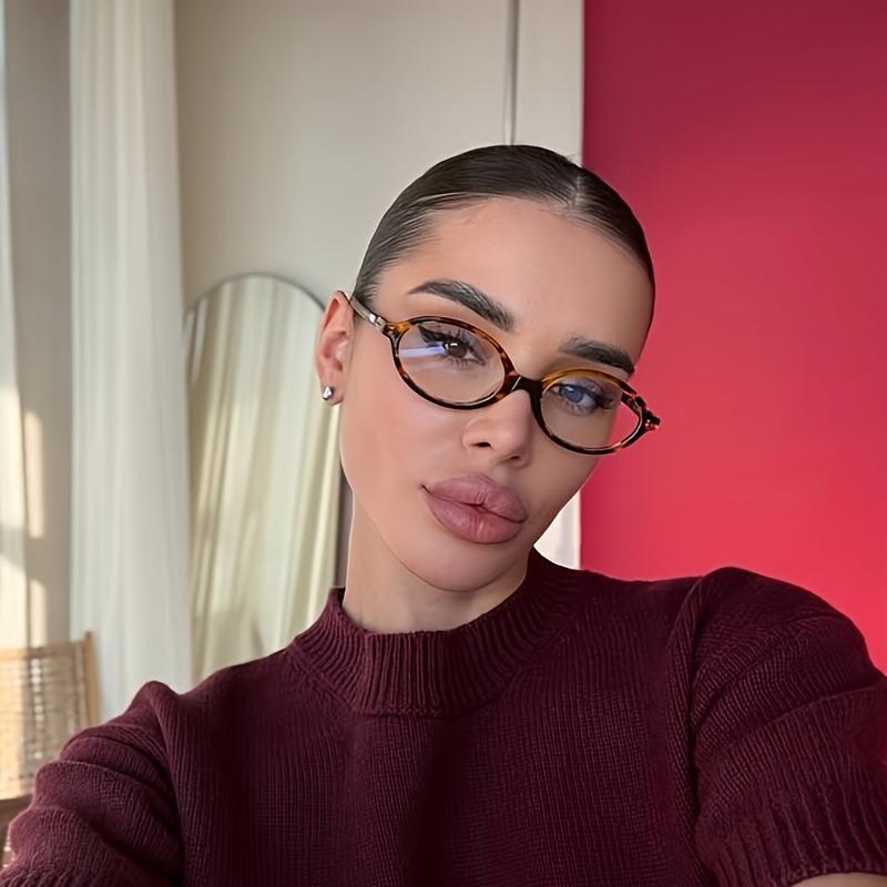 4PCS Oval Shaped Small Frame Transparent Glasses Fashionable Retro Personalized Glasses Frame Women's Glasses Daily Wear