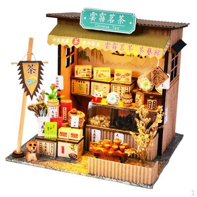 Casa delle bambole in miniatura fai-da-te in legno - Modello puzzle - Decorazioni creative per la stanza con mobili e LED