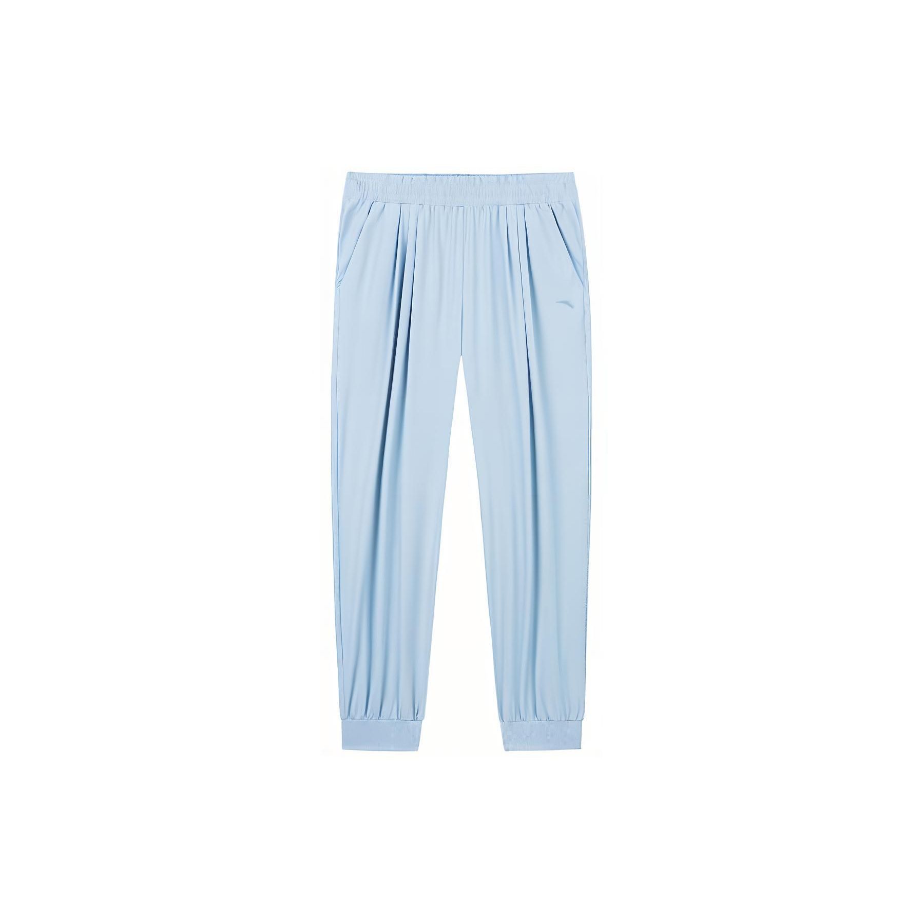 

Anta Тренировочные брюки однотонные со средней талией, дышащие, зауженные книзу, трикотажные, женские, небесно-голубые 962427301-4