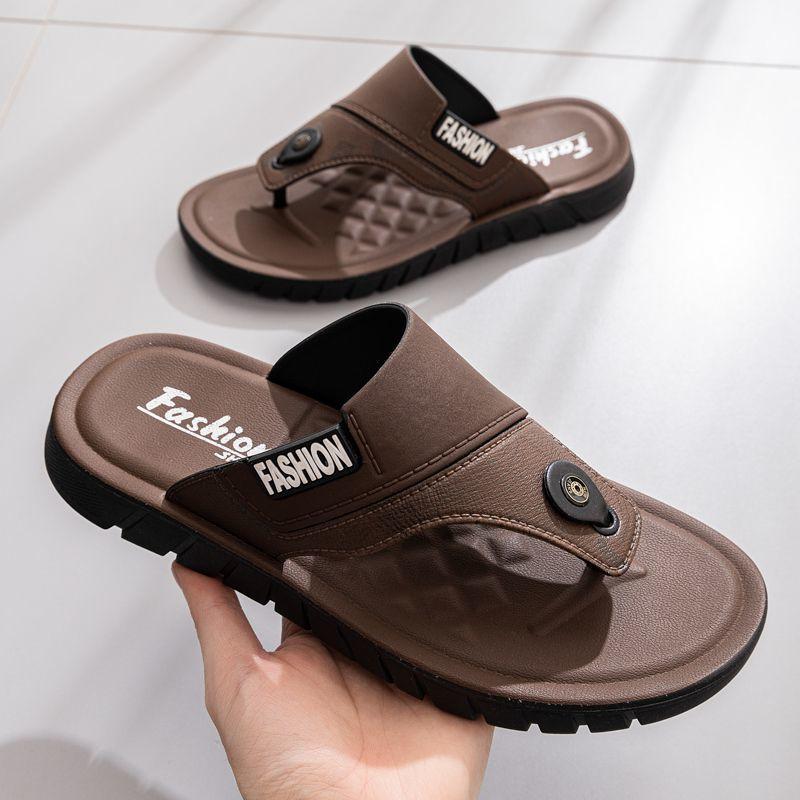 Men's Summer Thick Sole Non-Slip Korean Style Trendy Casual Outdoor Beach Dual-Wear Thong Flip Flops