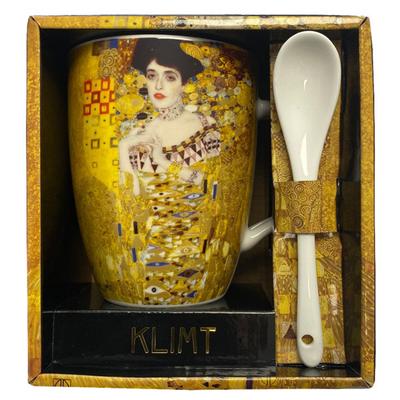[R1993] - Kubek porcelanowy + łyżeczka 'Gustav Klimt' (Adela) - 10. 5x8cm
