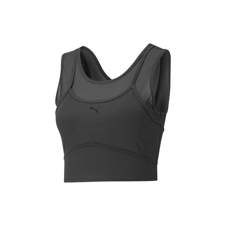 (WMNS) PUMA STUDIO Layered Crop Top Black Women s 520223-01 XS