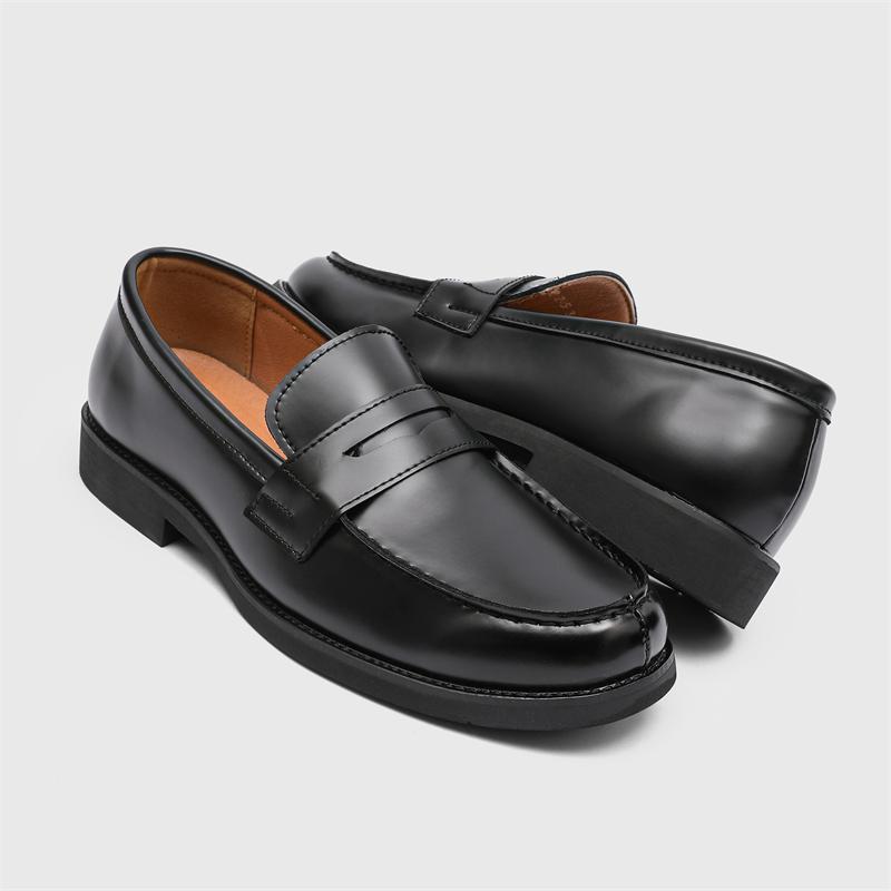 Outdoor Men's Classic Black Leather Loafers Comfortable Soft-Soled Business Office Shoe Fashionable Non-Slip Wedding Dress Shoes