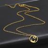 Retro Sun Moon Pendnat Necklace Earrings with Crystl Fashion Necklace for Women and Men-Gold Set