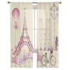 France Paris Tower Hot Air Balloon Bicycle Retro Tulle Curtains for Living Room Drapes Window Sheer Curtains for Bedroom Decor