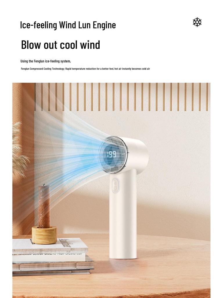 T233 USB Portable Mini Fan with Digital Display – High-Speed Handheld for Dorms and Outdoor Use