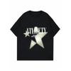 Casual Loose T Shirt Black Star Print And Text ATLIBETY Women Fashion Top For Daily Wear And Street Style