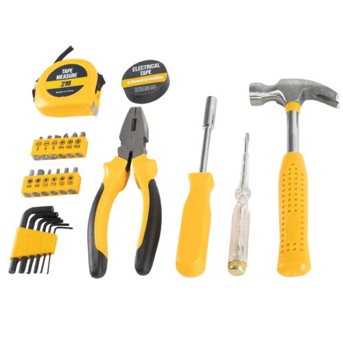 STEELMIGHT 24-Piece Home Tool Set for Beginners, DIY Tool Set with Hammer, Screwdriver Bits, Tape Measure, and Combination Pliers, Compact Toolbox Set