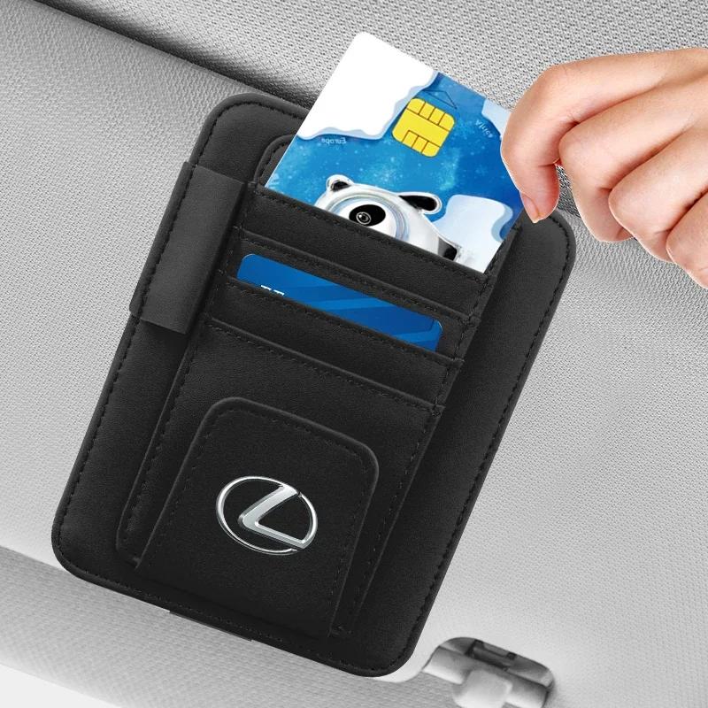 Car Sun Visor Sunglasses Clip Universal Business Cards Bill Holder Clip Leather Card Holder For LEXUS RX300 RX330 RX350 IS250