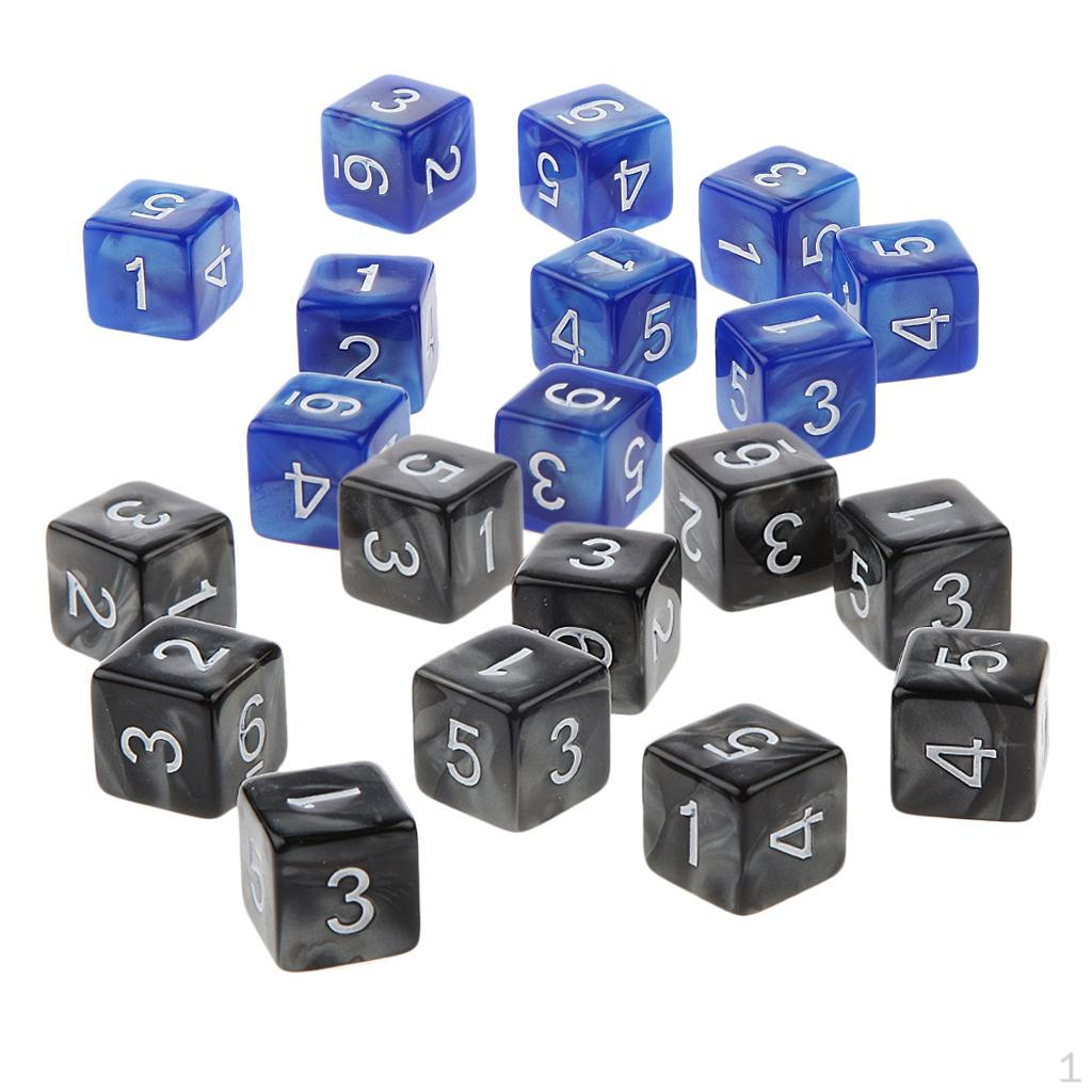 20 Pcs Opaque Set D6 Six Sided Die Place for