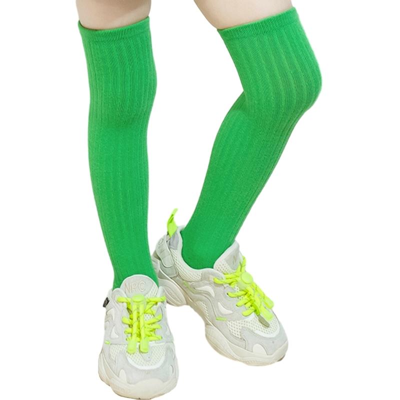 Breathable Cotton Hosiery Socks for Girls Toddler Candy Color Over The Knee Socks Terry Loop Socks for Autumn Spring