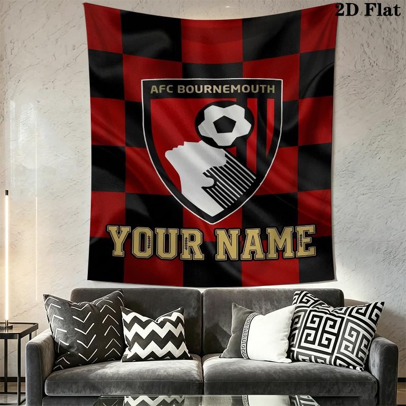 Custom Name Afc Bournemouth Wall Tapestry Aesthetic Wall Hanging Printed Fabric Blanket Decorative Tapestries for Bedroom Living Room Home Decor