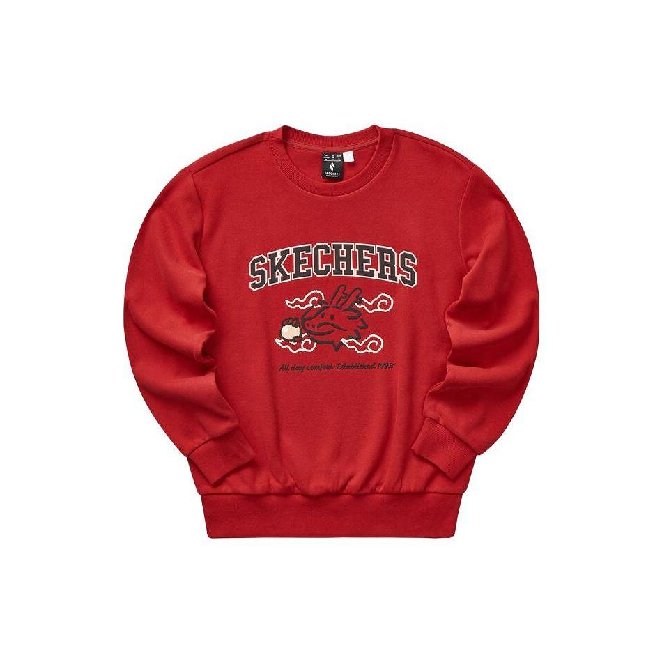 Skechers Year Of The Dragon New Year Series Letter Logo Printed Round Neck Pullover Casual Sports Knit Sweatshirt Women sweatshirt L124W005-03LC XL