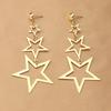 Star Metal Long Drop Earrings Classic Kpop Sweet Double Stars Temperament Girl's Wear Pendants Earrings for Women Jewelry