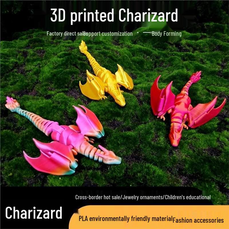 

3D-печатная подвижная фигурка Чаризарда для украшения аквариума Standard