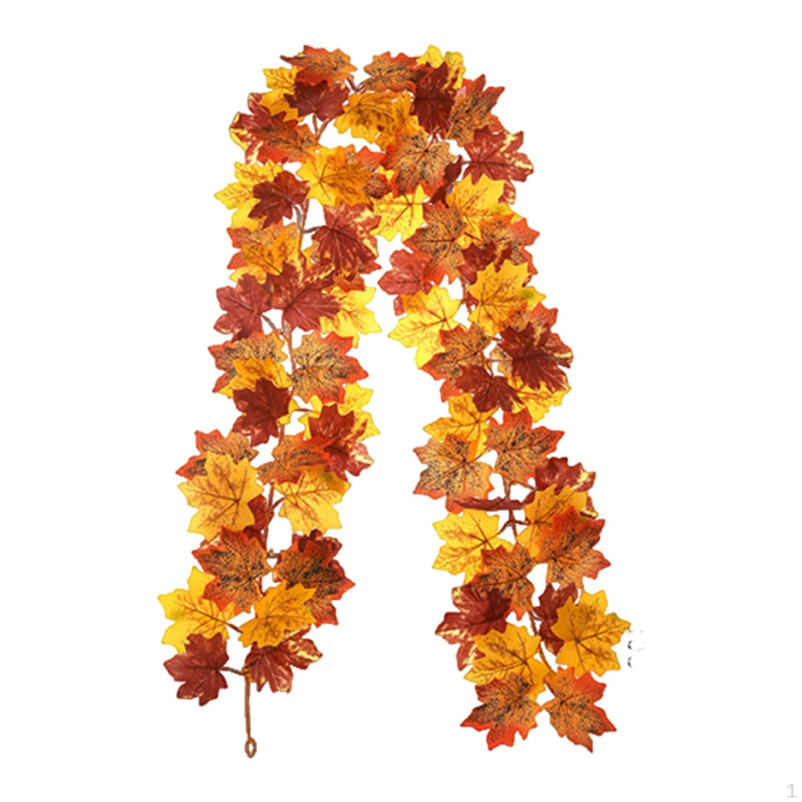 

Осенняя гирлянда из листьев Осеннее празднование Балкон Многоразовая День благодарения Рождество Реалистичная Style A