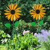 Sunflower windmill ground plug 3D metal sunflower art sculpture wind spinner sunflower stake wrought iron garden lawn decoration