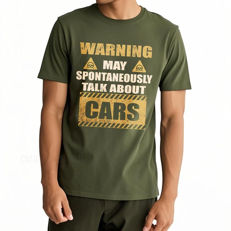 unisex summer Boys tshirt Warning May Spontaneously Talk About Cars Short Sleeve Printed Round Neck tops cotton teeshirt