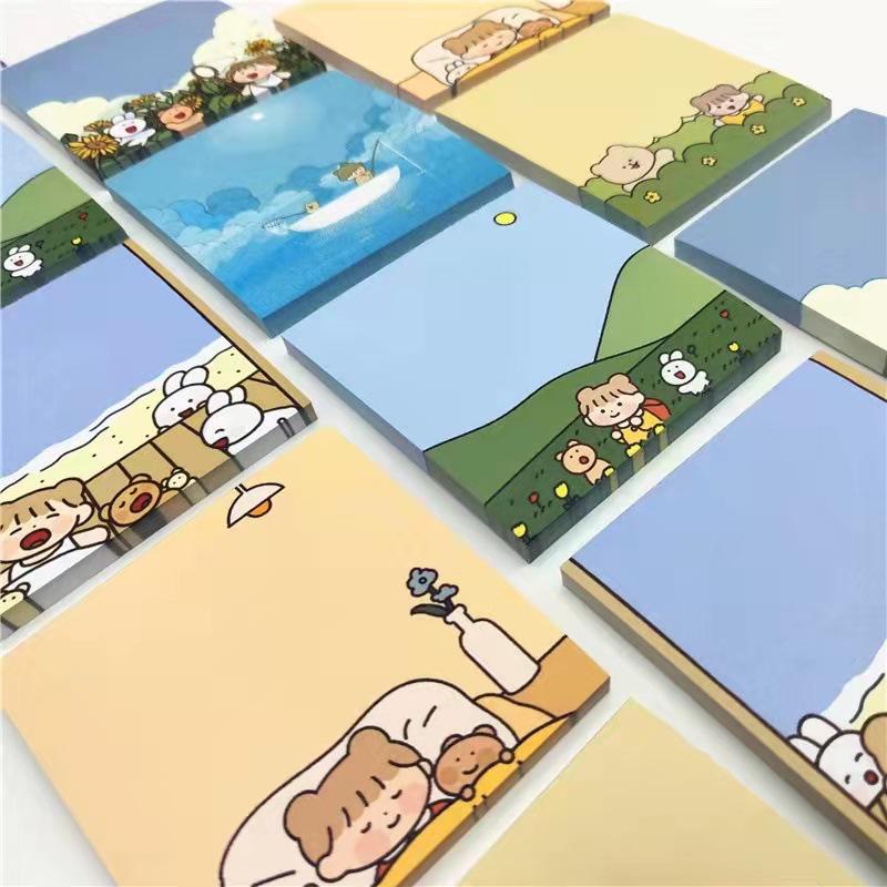 Korean Style Forest Girl Tearable Sticky Notes Pad - Mini Portable Memo Notebook