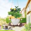 Swing Plant Pot Resin Cute Faceless Gnome Figurine Decorative Hanging Planter for Indoor Outdoor