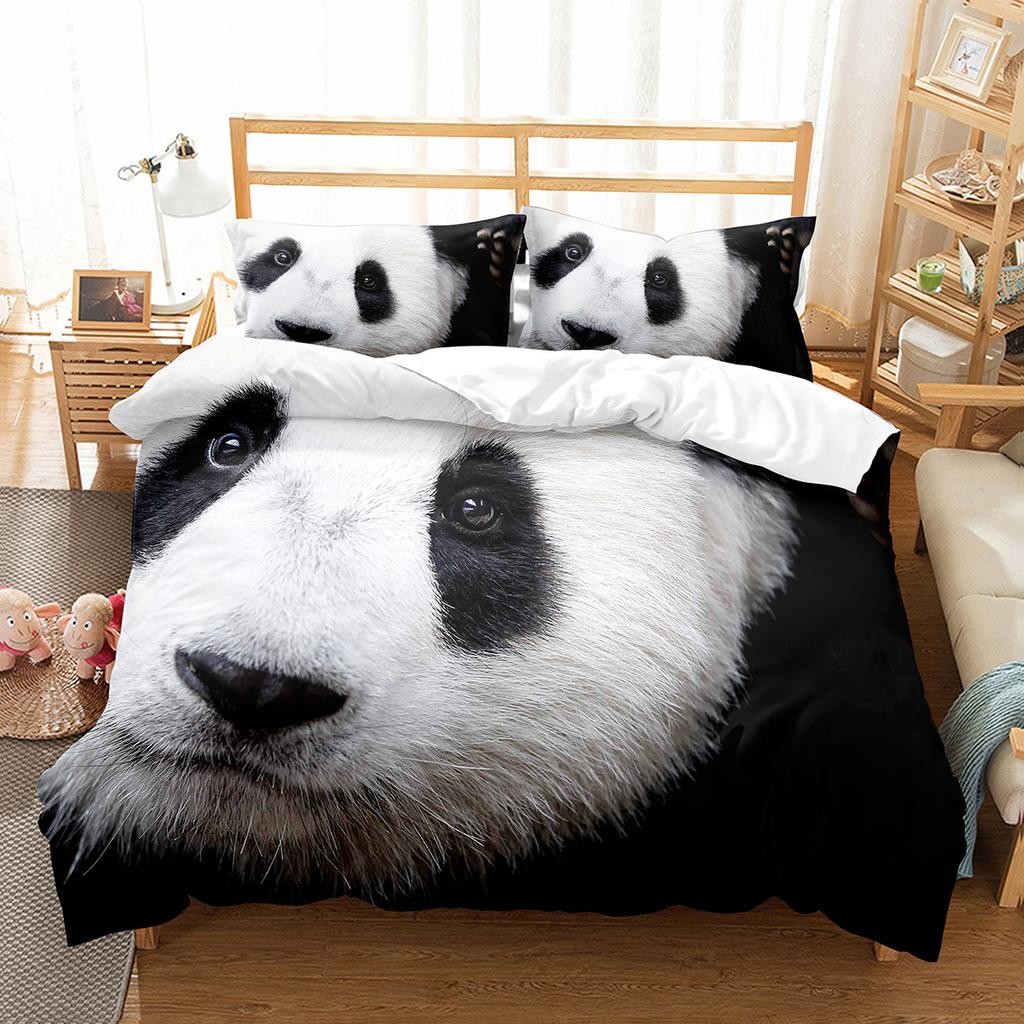Cartoon Panda Bettbezug Set Niedliches Muster King Queen Full Size Für Kinder Jungen Mädchen Polyester Bettdeckenbezug Mit Kissenbezug