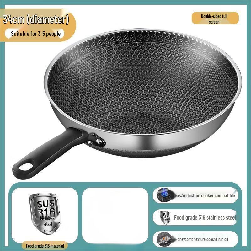 Sanjiaolong 316 Stainless Steel Flat-Bottom Wok
