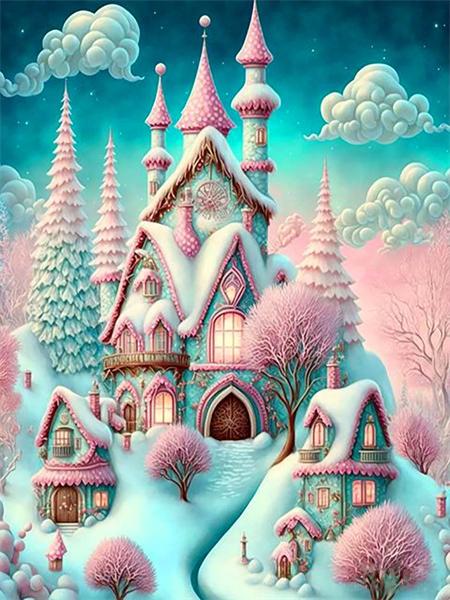 

Коллекция алмазной живописи Замок Розовый квадрат/круг Вышивка Мозаика Дом Пейзаж Домашний декор Full Round 20x30CM