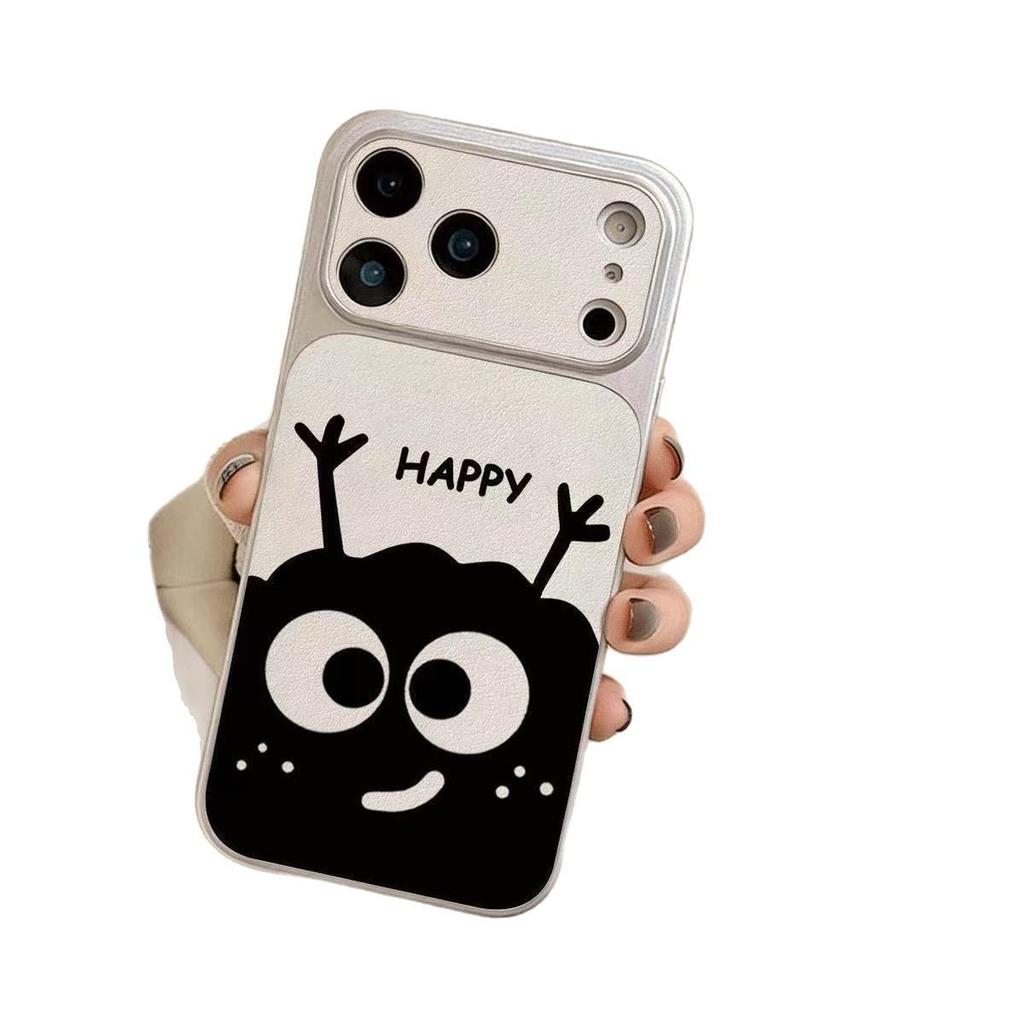 Cartoon Coal Ball Lambskin iPhone 17 Case: Compatible with Apple 16 Pro/15/14/13/12
