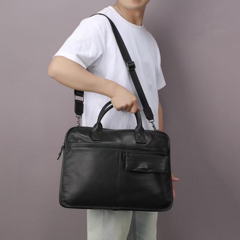 High Quality Genuine Leather Men's Simple Classic Computer Bag Office Large Capacity Business Portable Handbag
