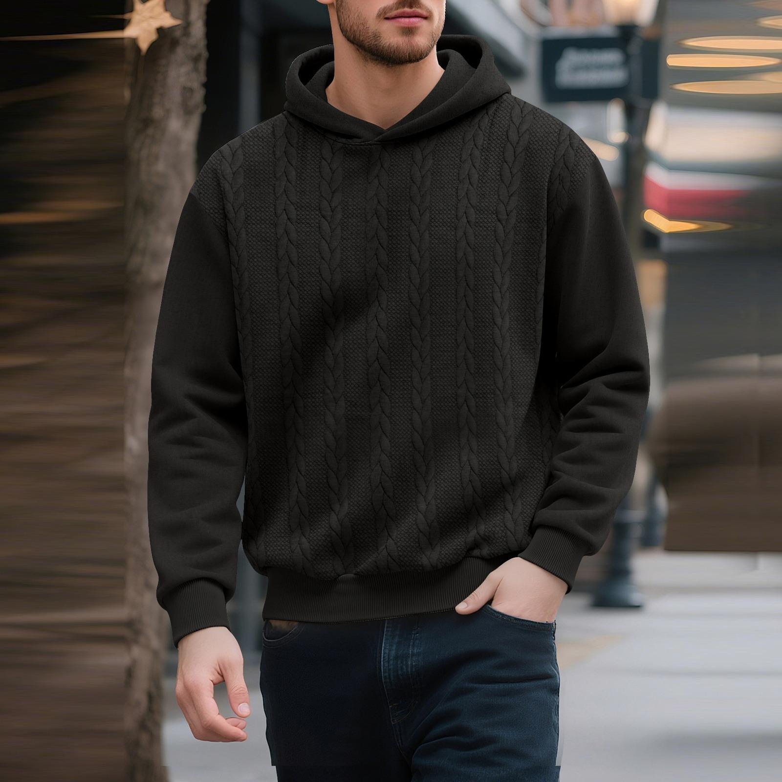 

Men s Outdoor Casual Loose Hooded Sweatshirt With Long Sleeves XXL чёрный