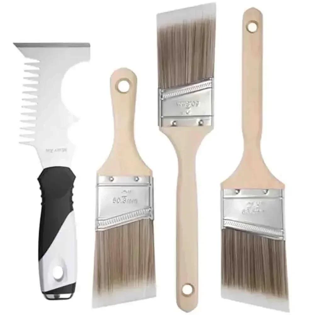 

Paintbrush Set 4in1 with Cleaning Comb Includes Angled Brush for Detailed Work and Flat Brushes for Larger Areas China Mainland
