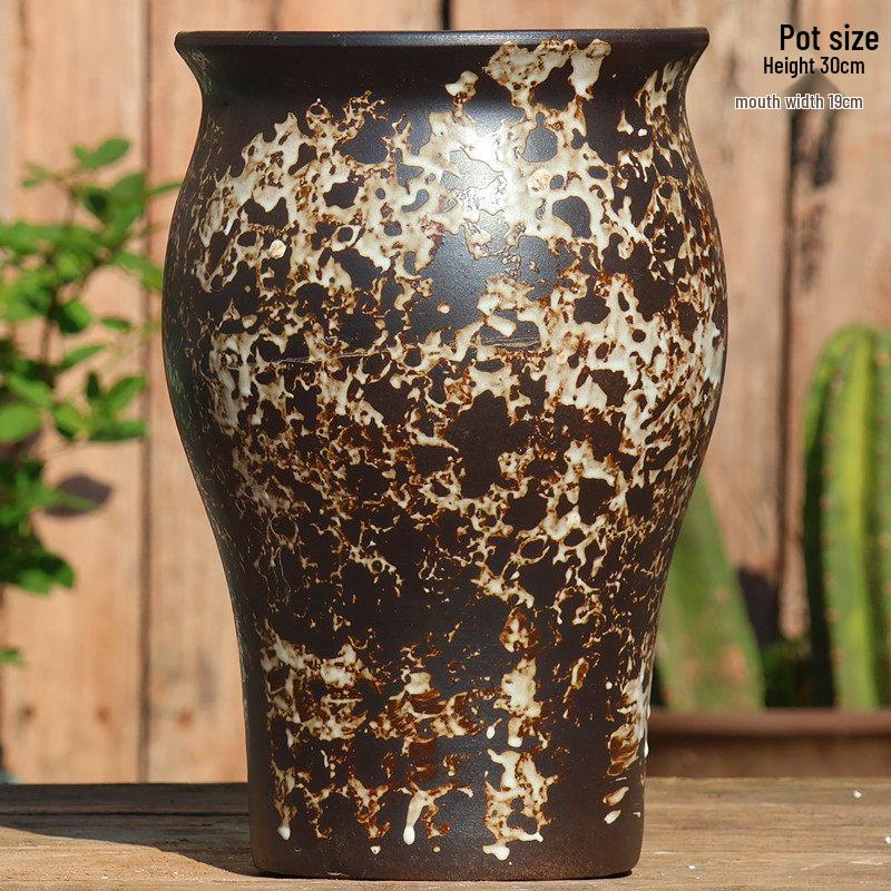 Vintage Ceramic Coarse Pottery Succulent Planter - Tall Indoor Decorative Jar for Flowers and B&B Hotels
