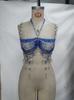 Handgefertigte blaue Perlen-Neckholder-Kette Mehrschichtige Sexy Hot Girl Tube Top West Strand Elegante Sexy Körperketten Schmuck